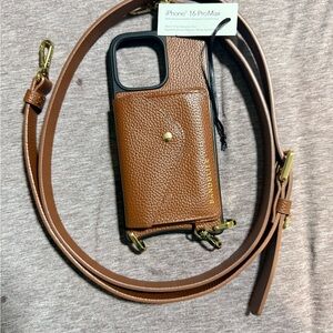 Bandolier Tan Leather Phone Case with Strap